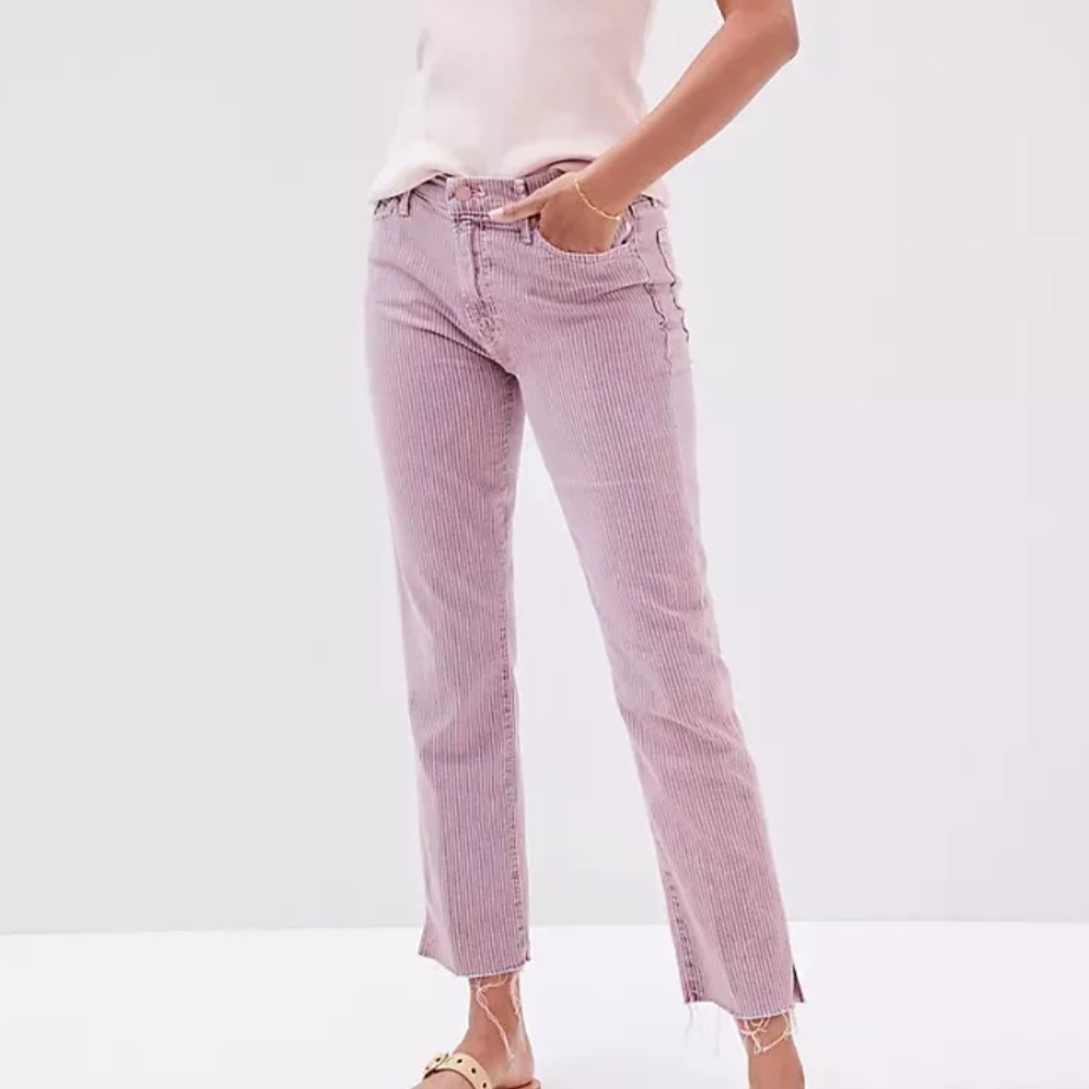 MOTHER Women's Straight Leg Jeans - Pink & Blue Stripe